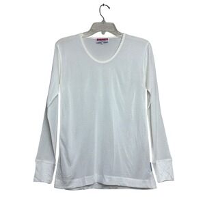 90s Thermal Thermasilk Top Womens Large Ivory 100% Silk Pointelle Base Layer